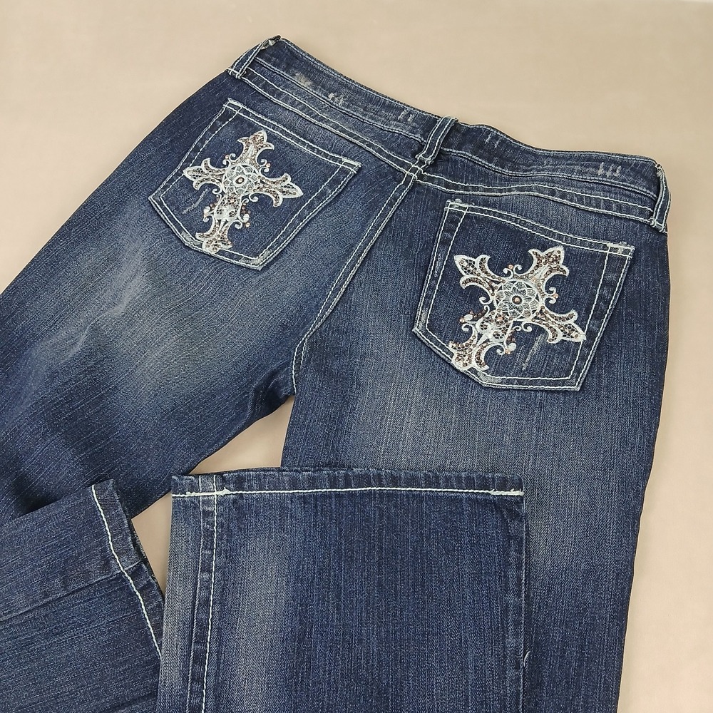 Embroidered Blue Denim Jeans